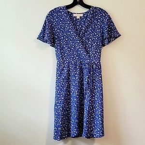 Monteau blue and white floral wrap dress size S